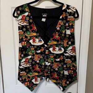 111 Main Festive Black Holiday Christmas 🎄 Vest Size 1X